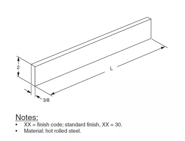 0010210130 – 2FT PARALLEL AUX FRAMING BAR 2″X3/8″ TE GRAY