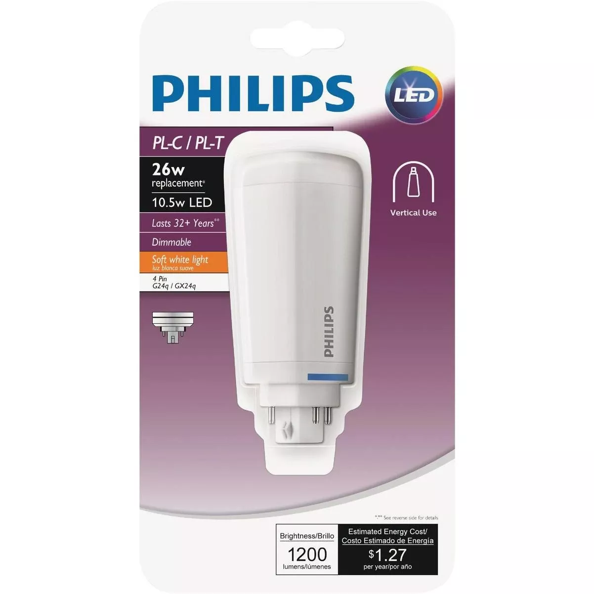 26w Equivalent Soft White Pl-c/t 4-pin Vertical Orientation Led Tube Light Bulb