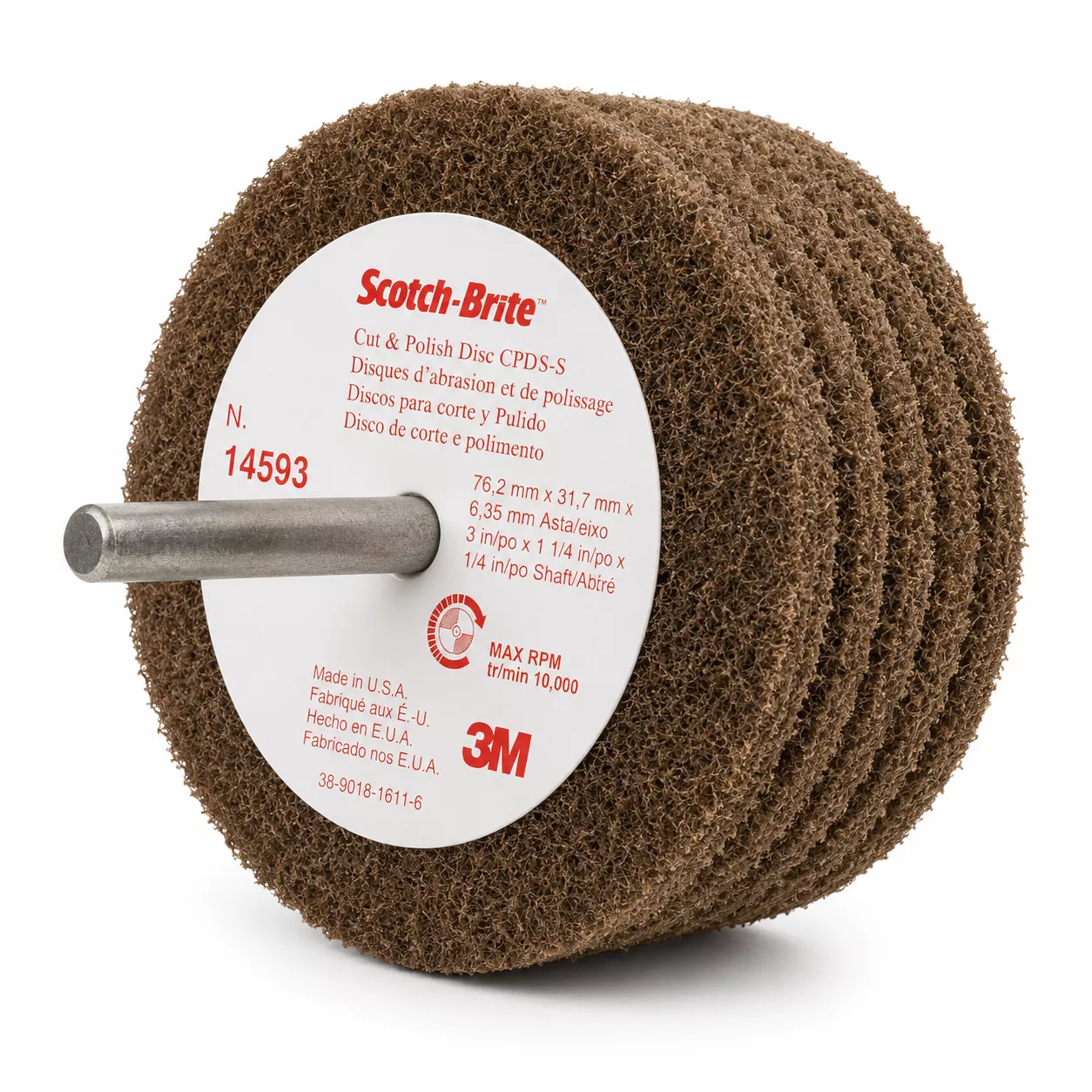 3M Scotch-Brite Cut & Polish Disc Medium Grade – 3″ x 1-1/4″ x 1/4″