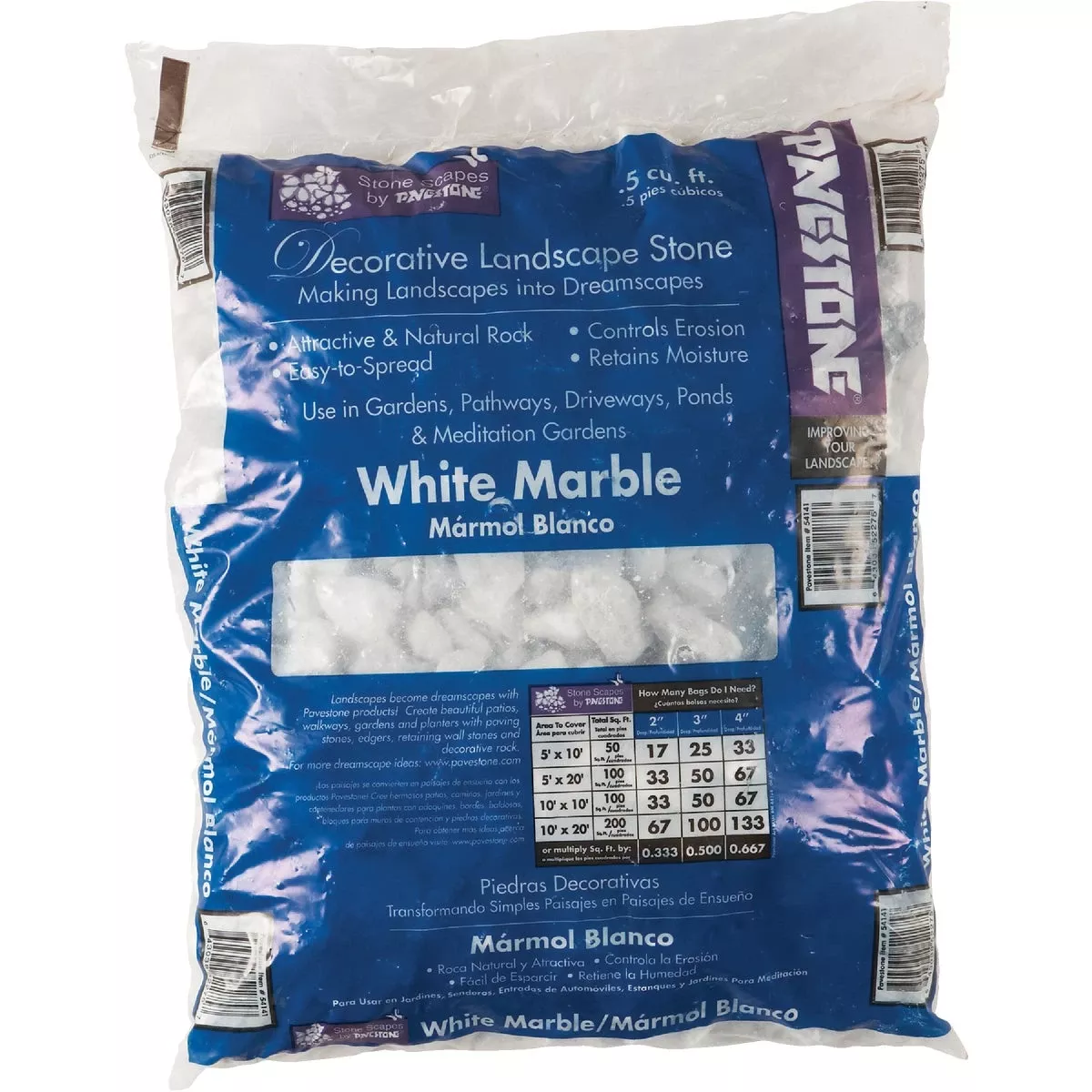 Decorative White Landscape Rock, Half Cubic Foot Bag