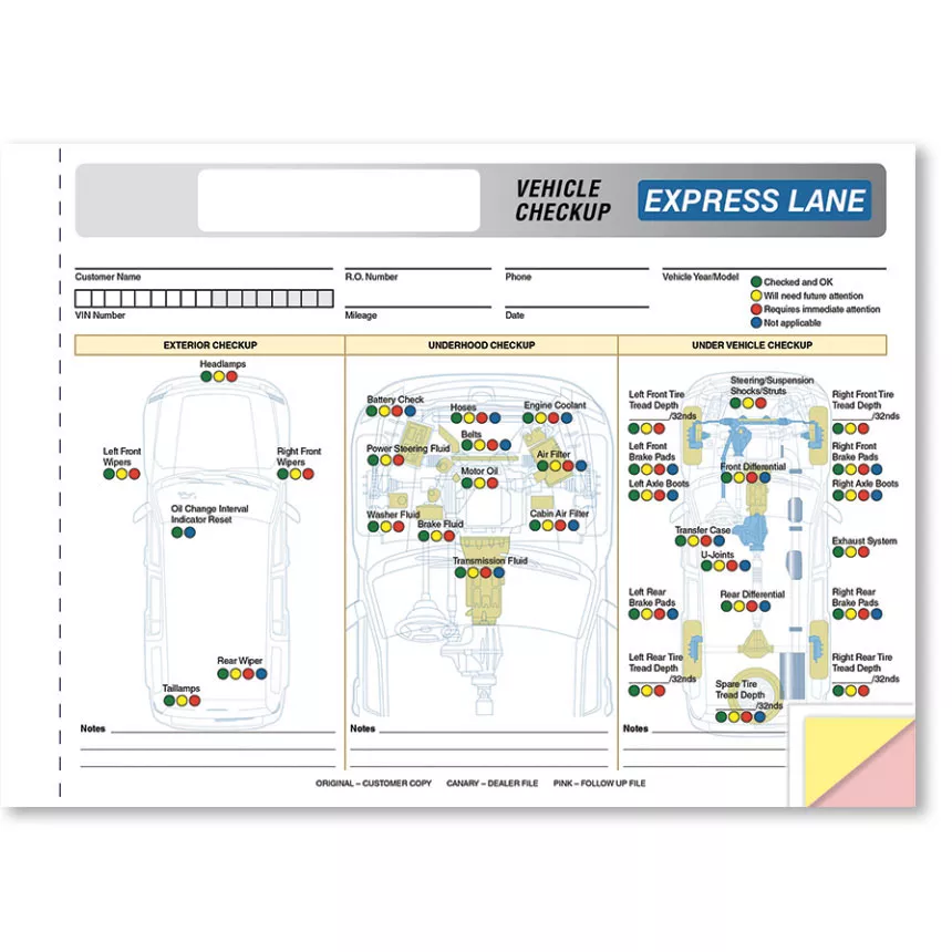 Generic Express Lane Vehicle Check-Up Form