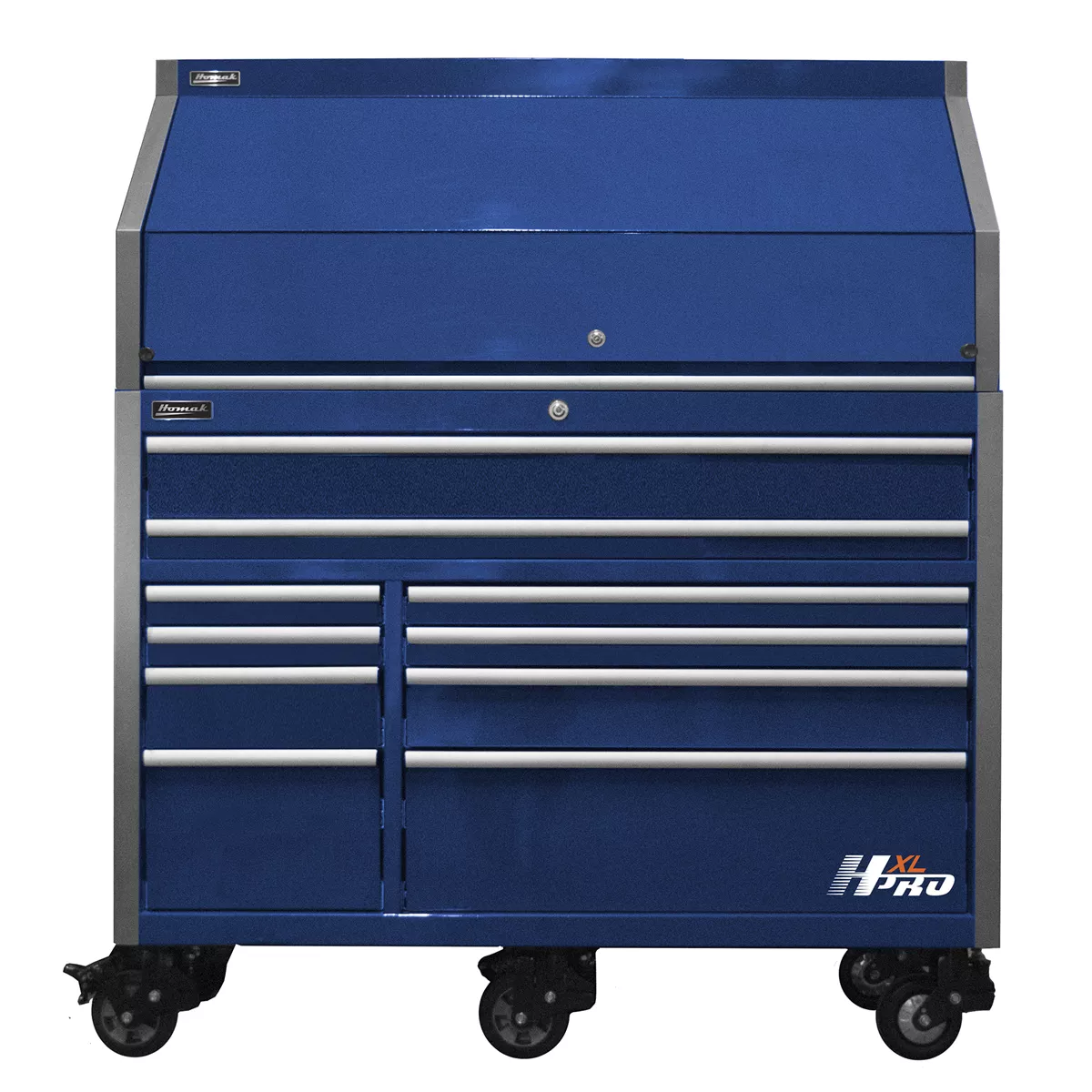 HXL Pro Series 30" Deep 18-Drawer Roller Cabinet and Top Hutch Combo -Blue