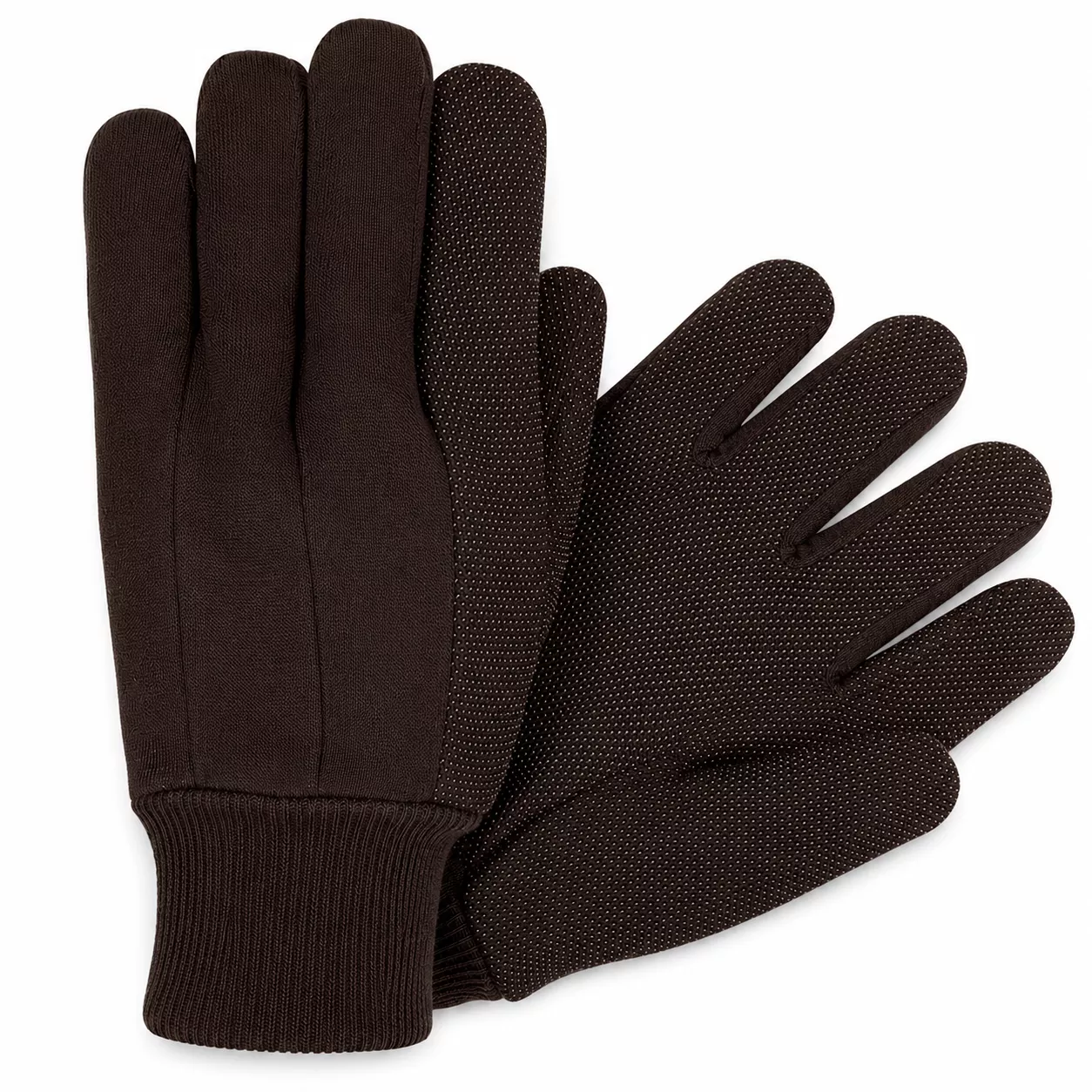 Memphis Brown Jersey Gloves with Mini PVC Dots – 1 Dozen