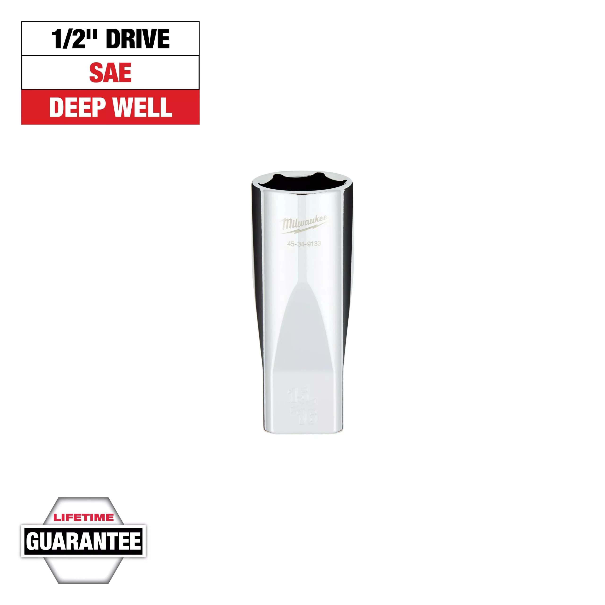 Milwaukee 1/2″ Drive 15/16″ SAE 6-Point Deep Socket with FOUR FLAT™ Sides