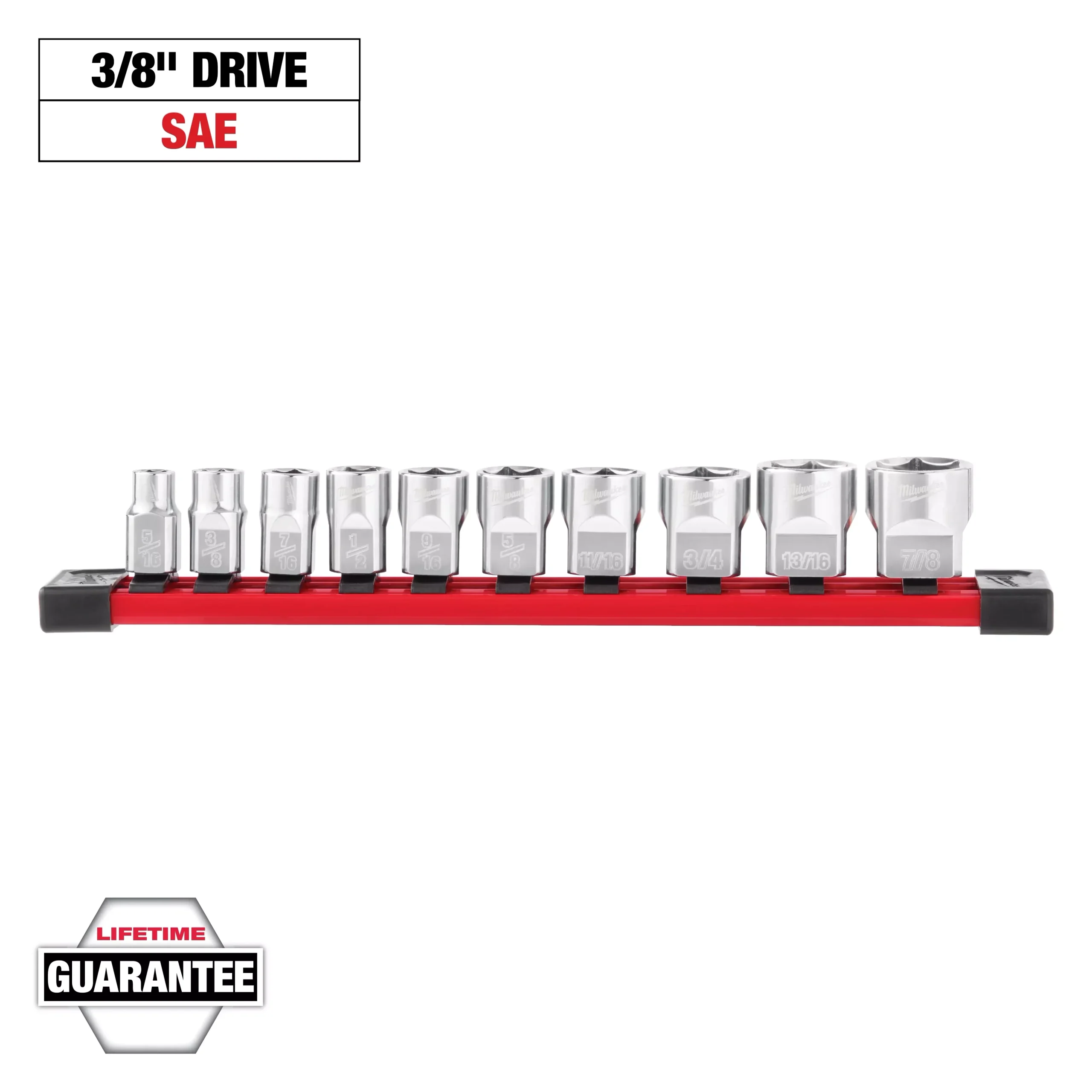 Milwaukee 10 pc 3/8" SAE Sockets with FOUR FLAT™ Sides