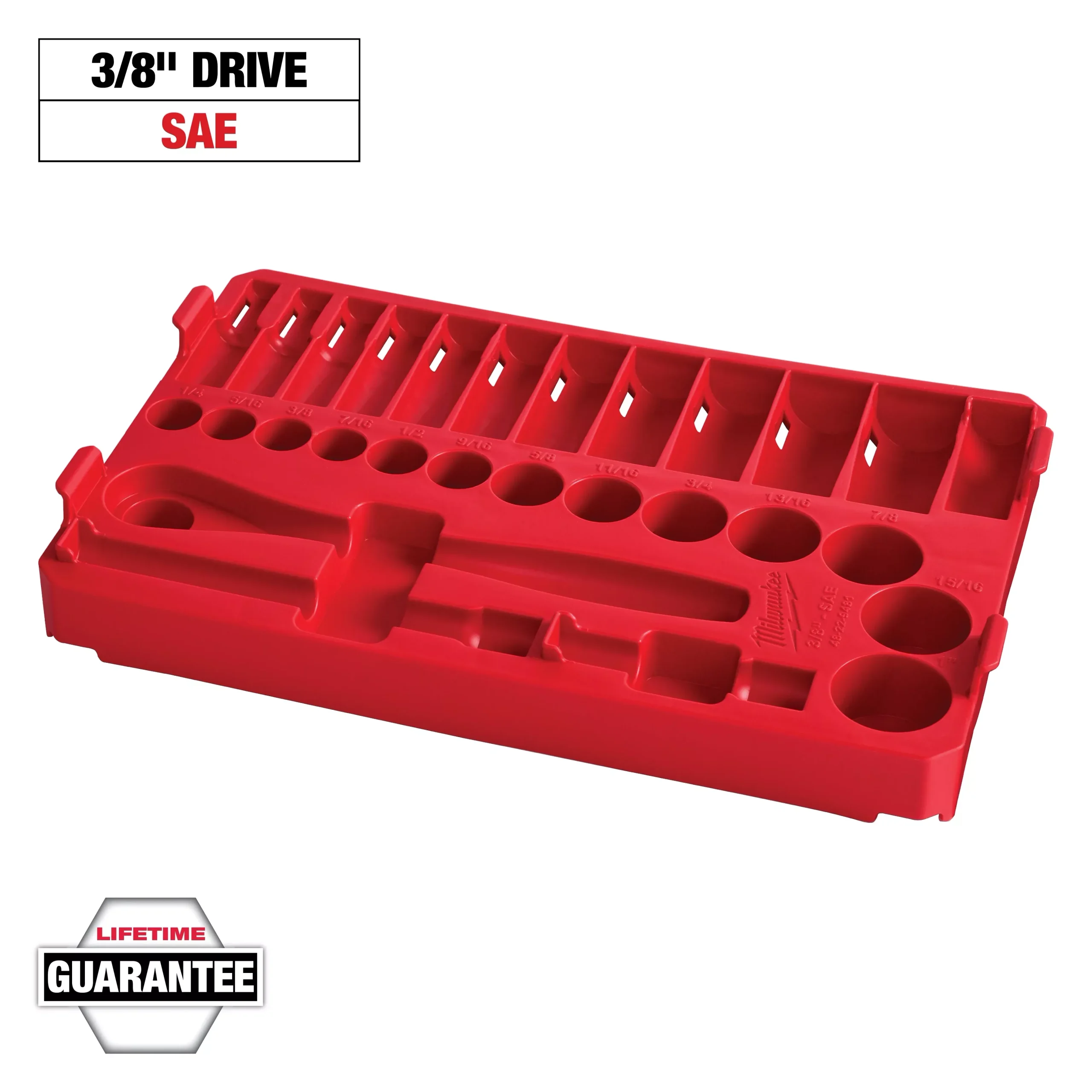 Milwaukee 28 pc 3/8″ Drive SAE Ratchet and Socket Tray