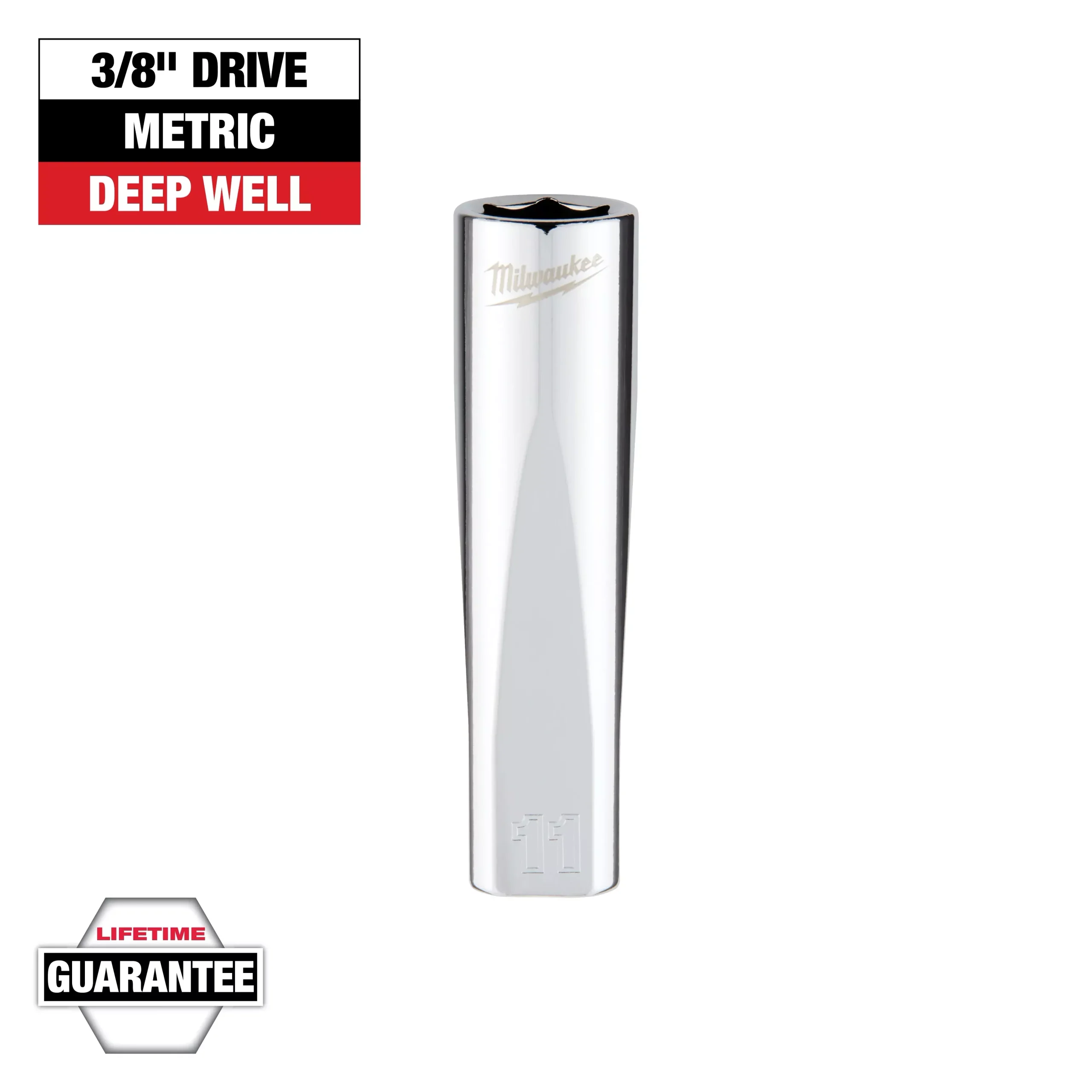 Milwaukee 3/8″ Drive 11mm Metric Deep Socket with FOUR FLAT™ Sides