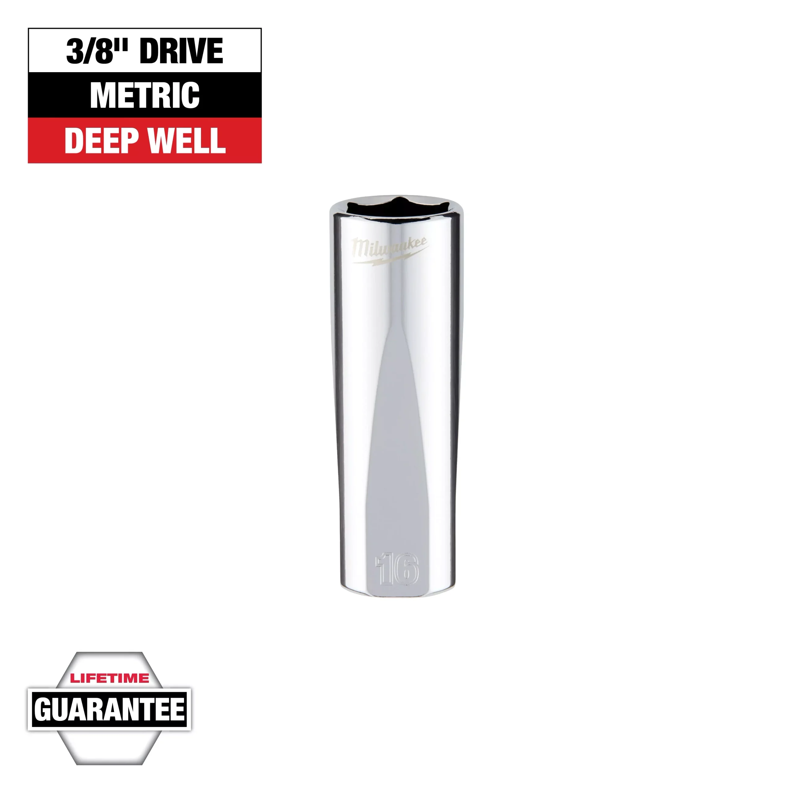 Milwaukee 3/8″ Drive 16mm Metric Deep Socket with FOUR FLAT™ Sides