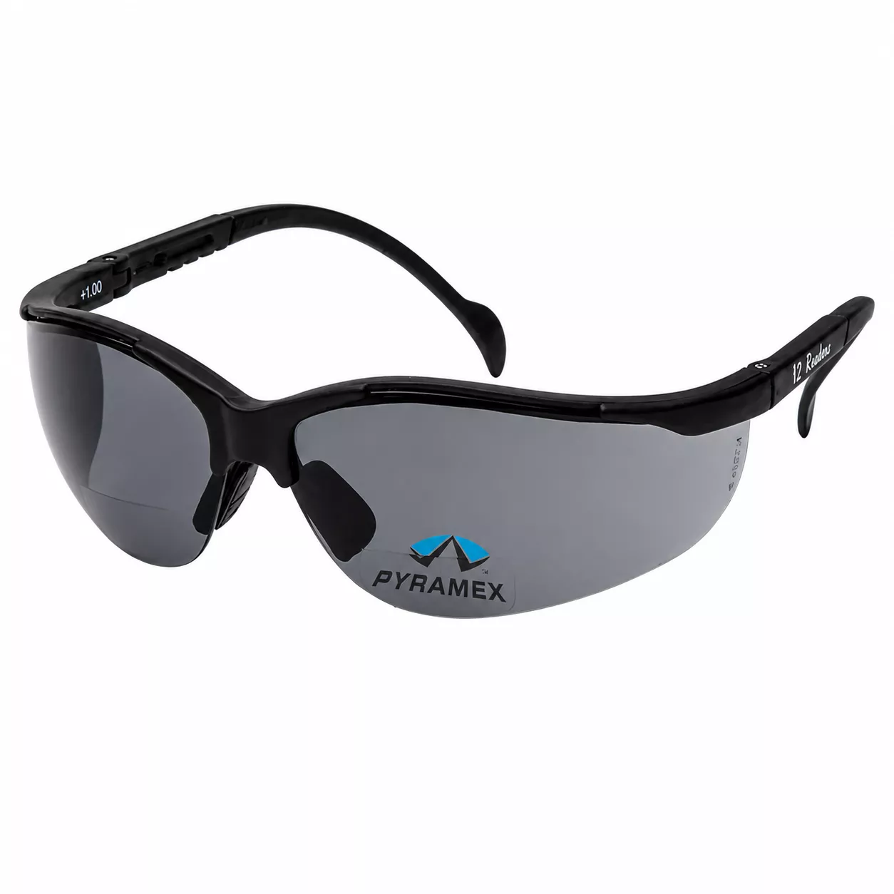 Pyramex Venture II 2.5 Gray Reader Safety Glasses with Black Frame