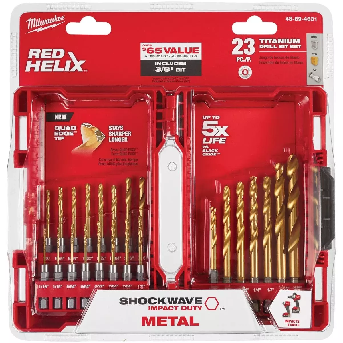 Shockwave 23-piece Impact Duty Titanium Hex Shank Drill Bit Set, 1/16 In. Thru 3/8 In.